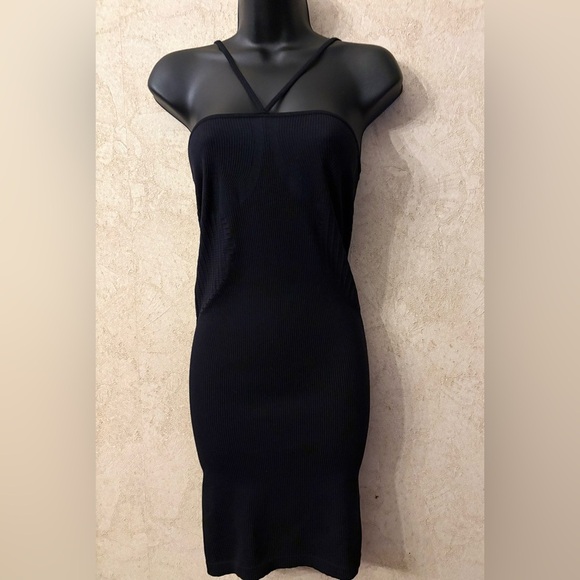 Zara Black Ribbed Textured Halter Dress(Pit to pit 13” & Length 38”) - Picture 2 of 6